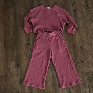 GAP Kids Ribbed Pink Jumpsuit Set